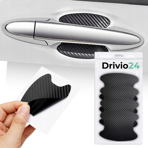 Карбонові захисні наклейки під ручки дверей Drivio24 комплект 4 штуки Чорні 4V5NF9SP фото