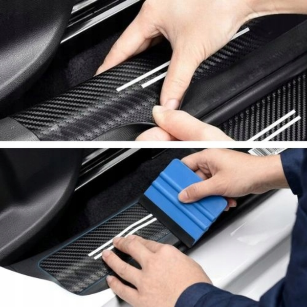 Карбонові Накладки на пороги авто 4 шт карбон 3D Захисна плівка Drivio24 MRK4PCSJ фото